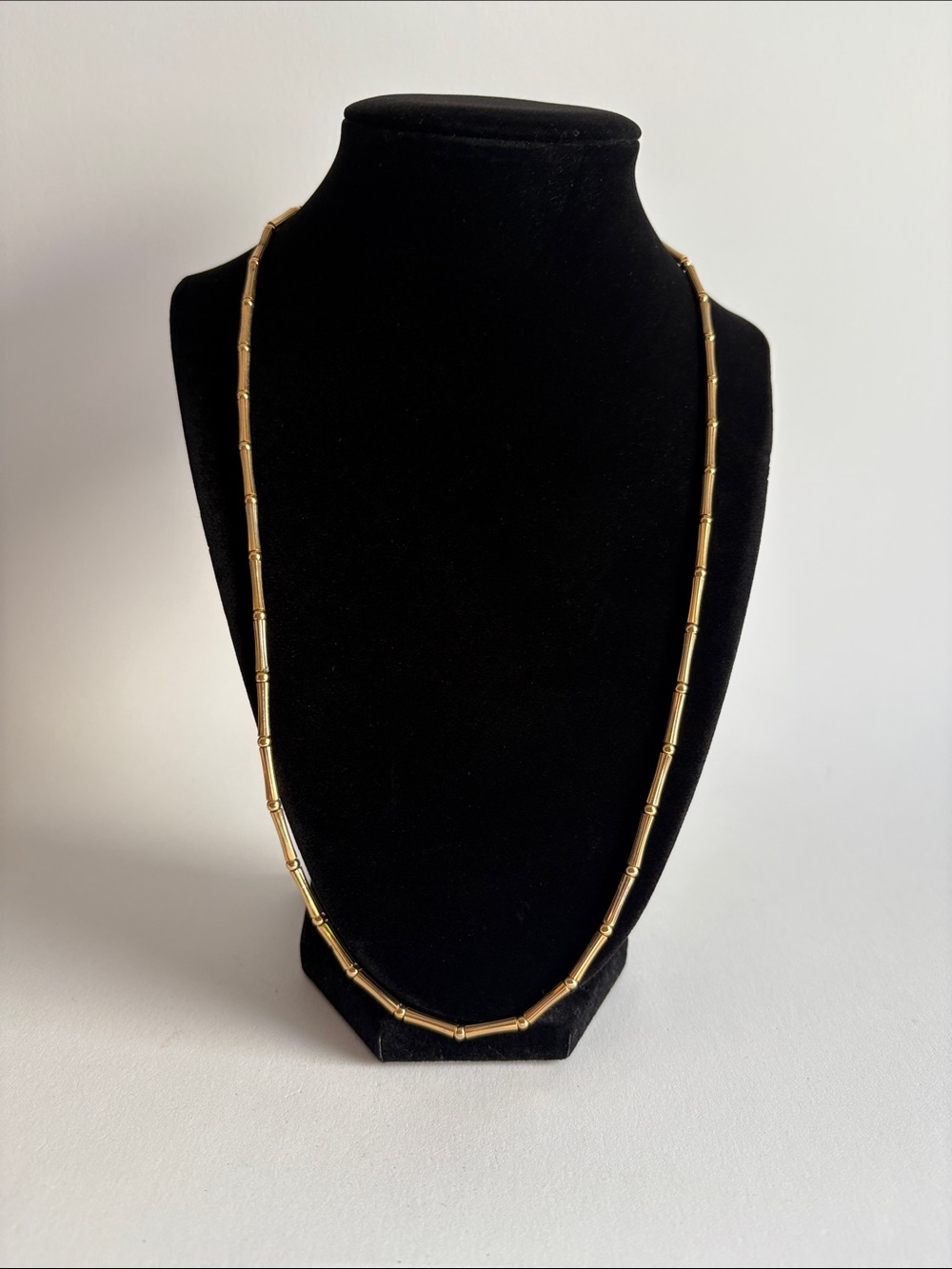Gold Tube Bead Necklace Women Jewelry Classic Chain Design